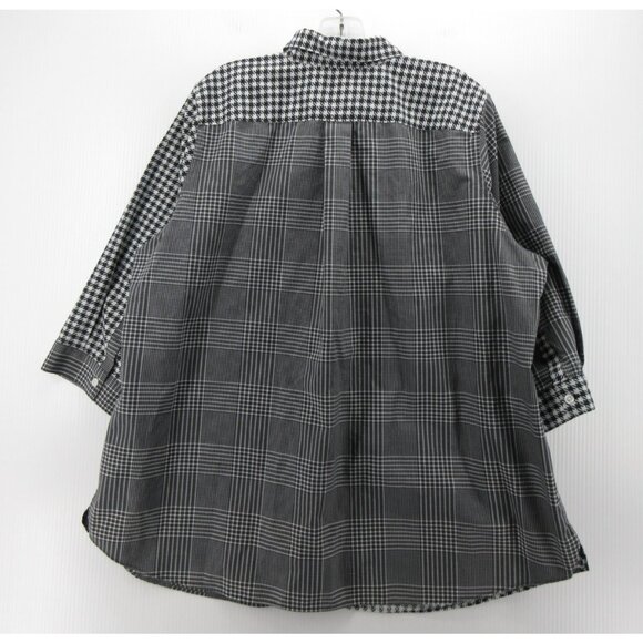 Lands End Top 18W Plus Shirt Patchwork Houndstooth Plaid No Iron - Picture 7 of 11